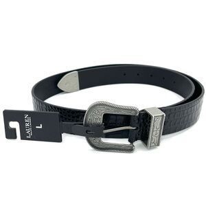 Lauren Ralph Lauren Western Black Croc Belt
